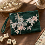 Velvet Embroidered Mahjong Pouch