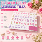 Sea of Flowers Floating American Mahjong Set – 3D Printed Floral Pool Mahjong Tiles for Summer Game Night