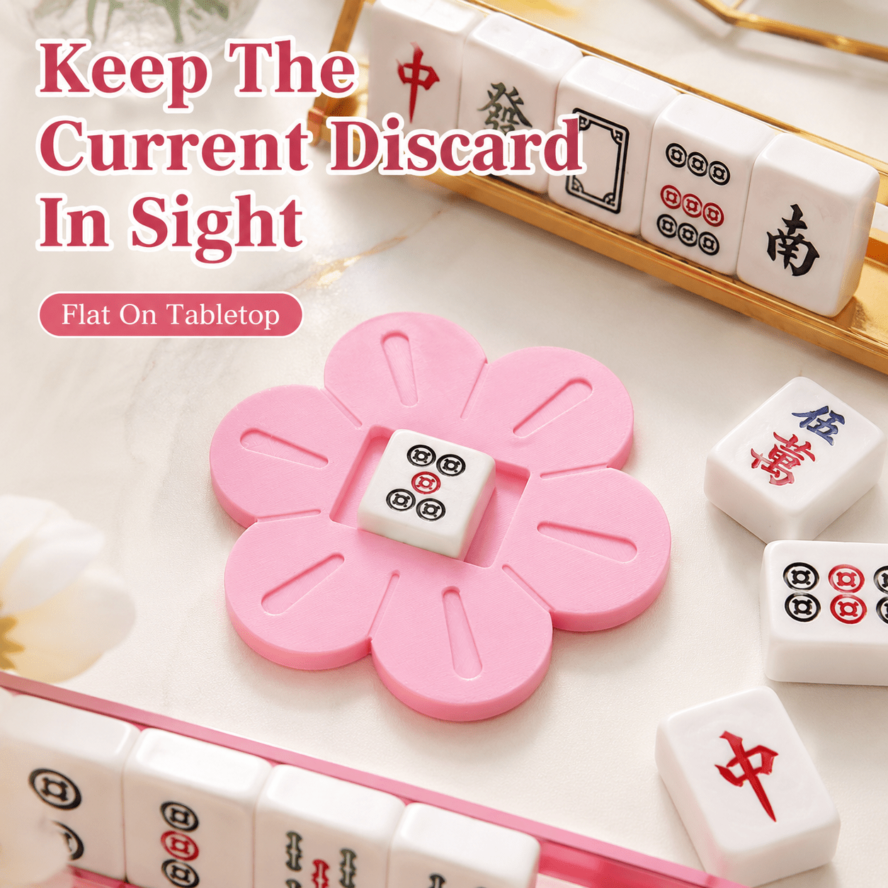 Floral American Mahjong Current Discard Tile Holder – Pink or Purple
