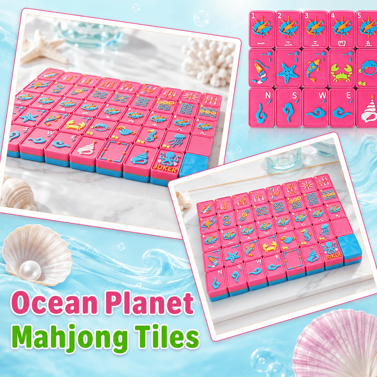 Ocean Planet Floating American Mahjong Set – 160 Pieces