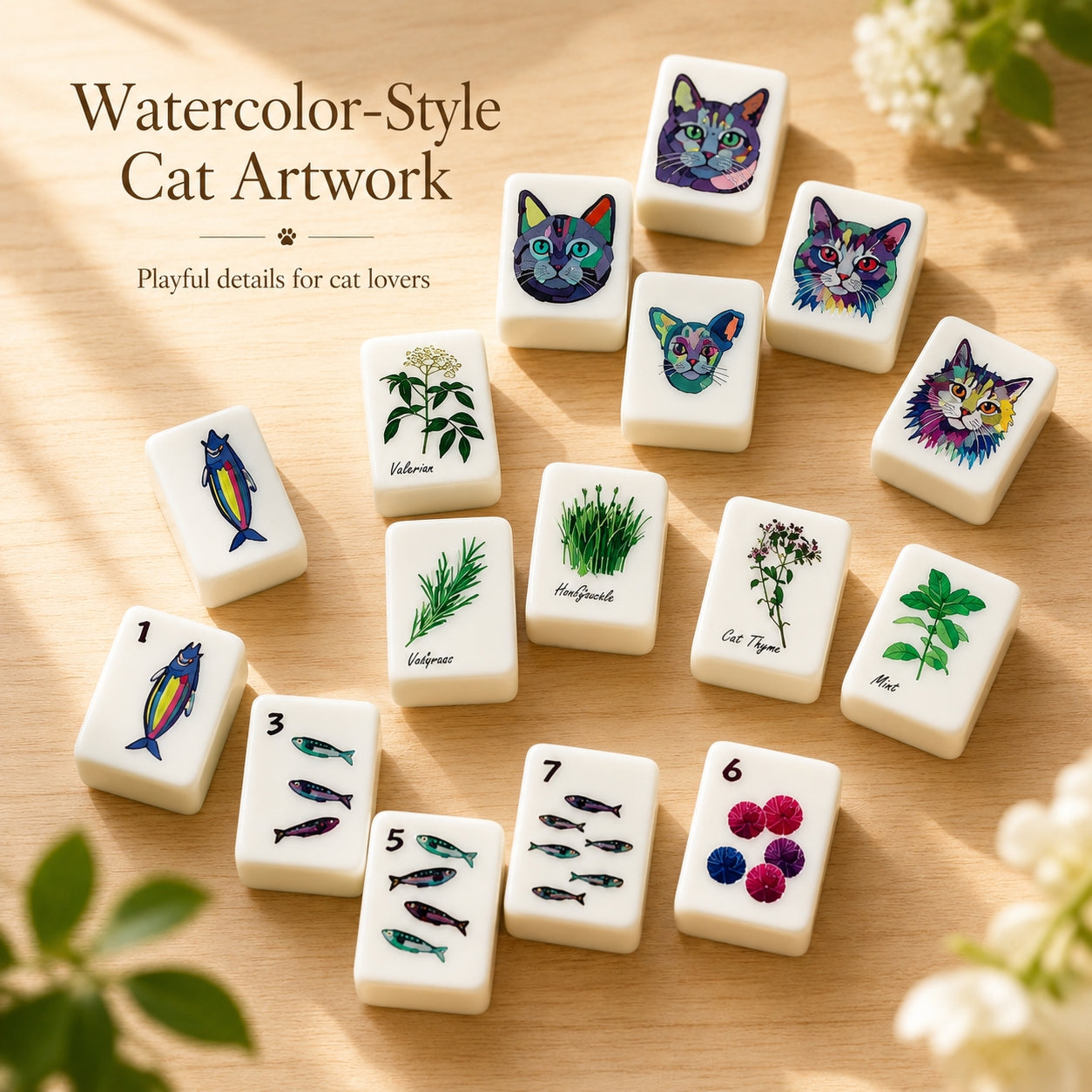 Artist-Designed American Mahjong Set - Inspied by rescue cat
