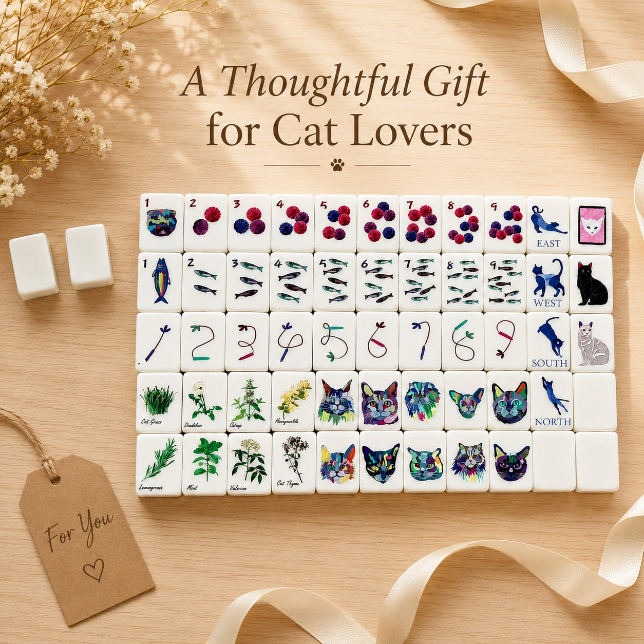 Artist-Designed American Mahjong Set - Inspied by rescue cat