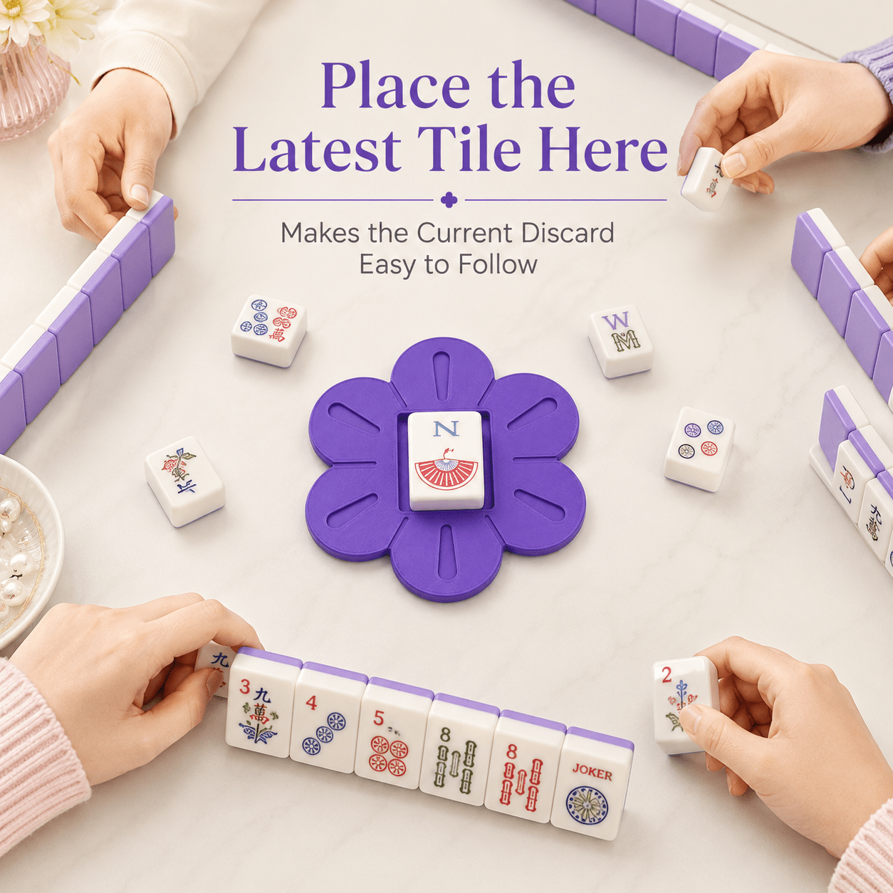 Floral American Mahjong Current Discard Tile Holder – Pink or Purple