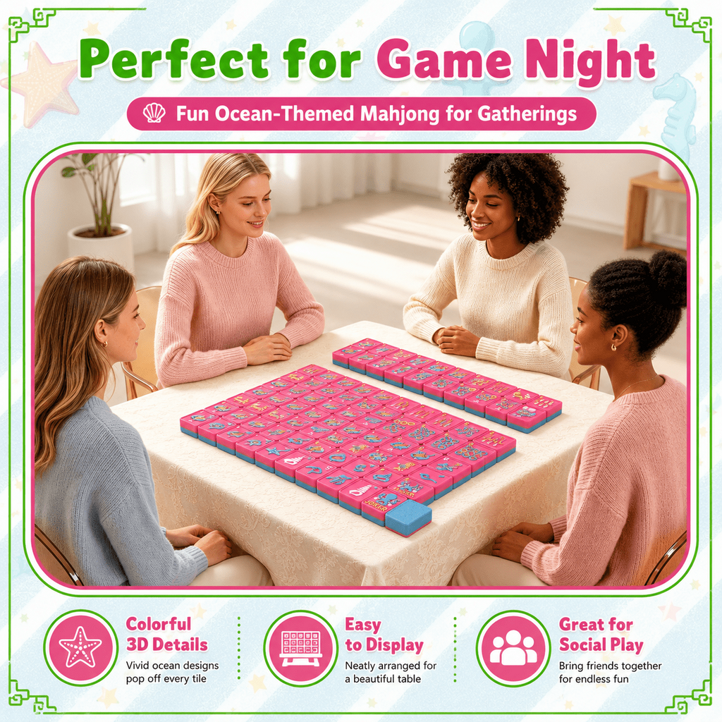 Ocean Planet Floating American Mahjong Set – 160 Pieces