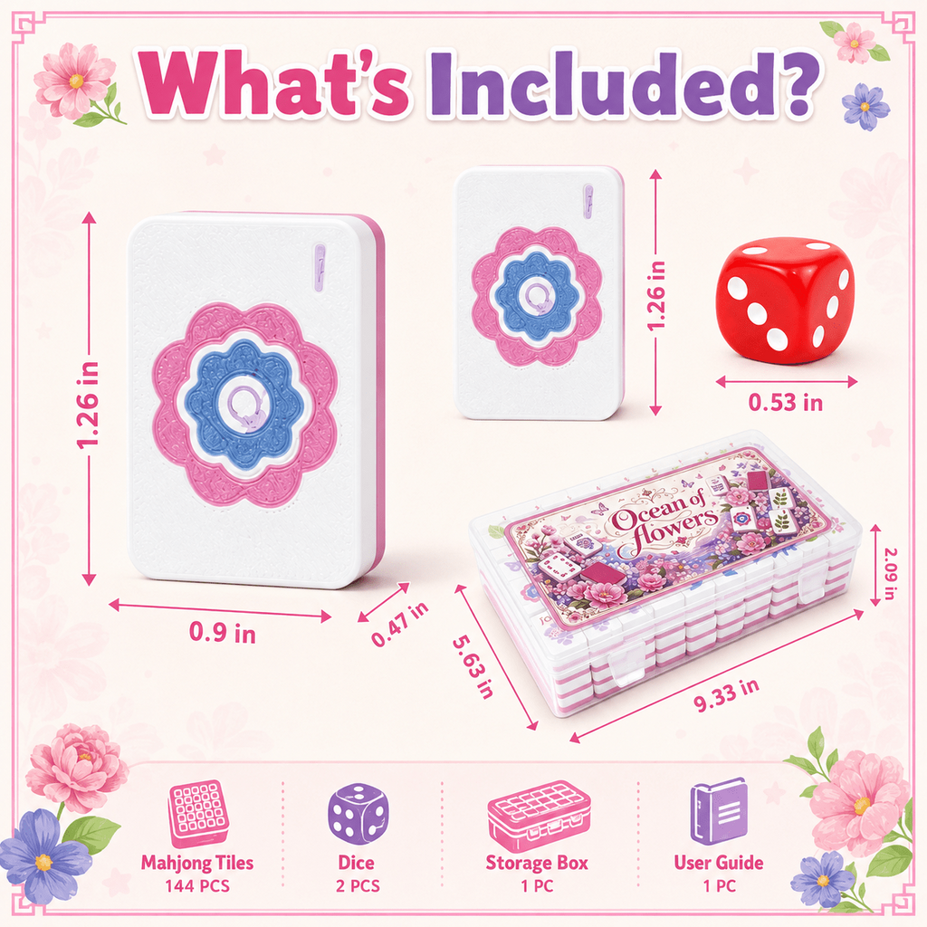 Sea of Flowers Floating American Mahjong Set – 3D Printed Floral Pool Mahjong Tiles for Summer Game Night