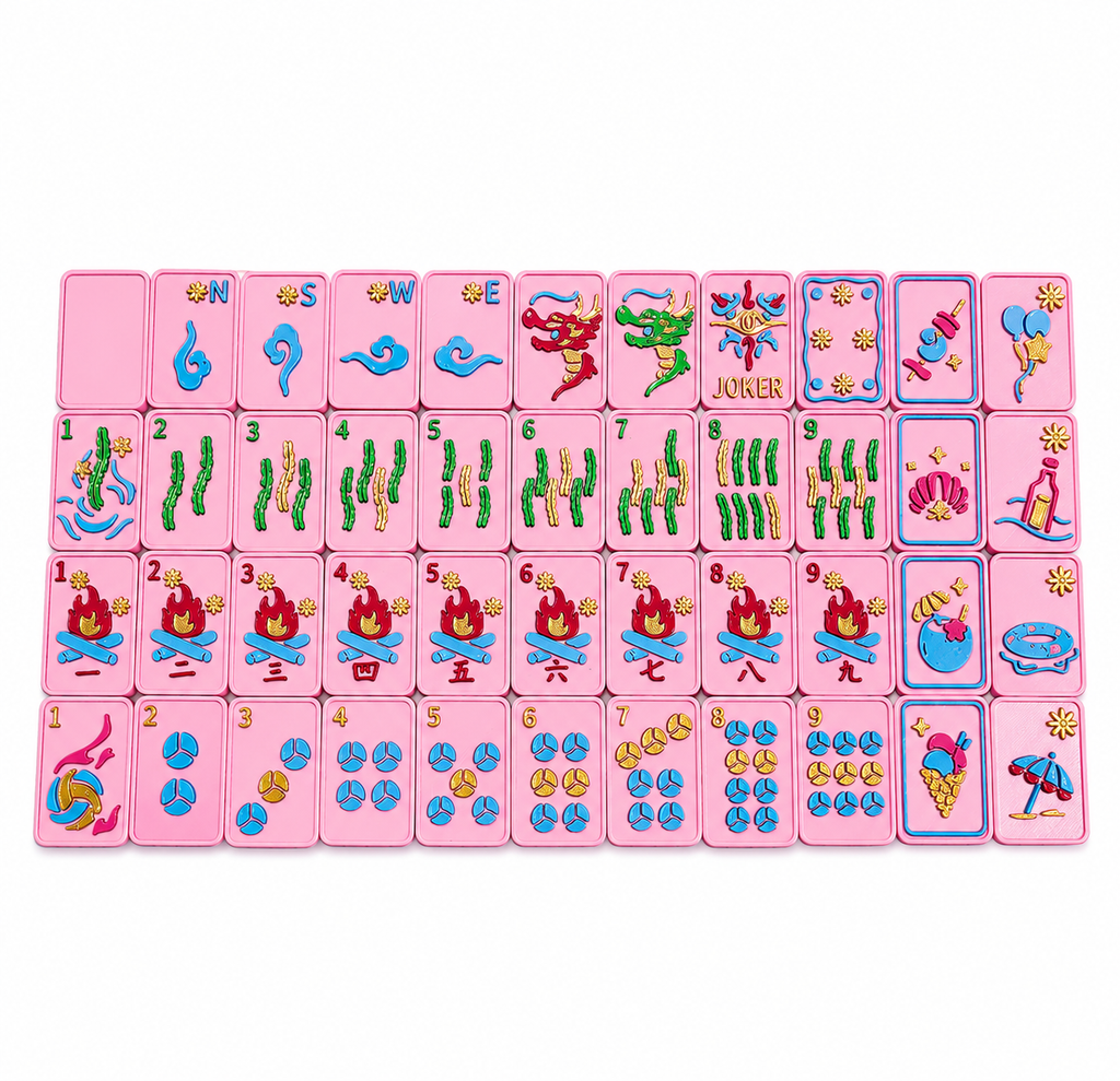 Beach Escape Floating American Mahjong Set – Pink & Blue Pool Mahjong Tiles
