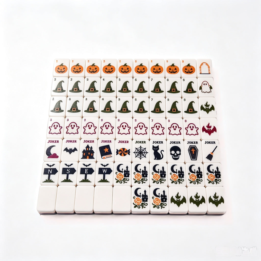 Halloween American Mahjong Set – Pumpkin Ghost Witch Hat Mahjong Tiles