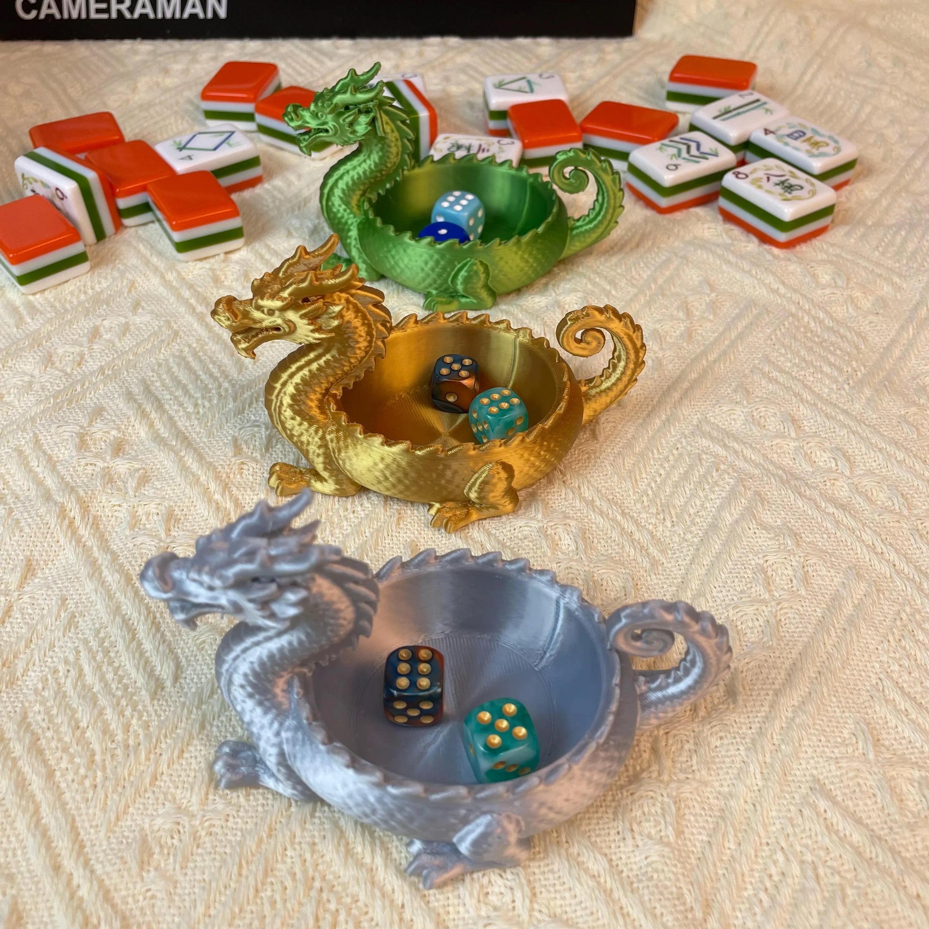Dragon American Mahjong Dice Tray – 3D Printed Mahjong Accessory