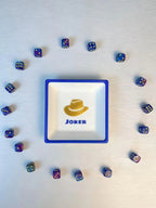 Cowboy Joker Mahjong Dice Tray – Blue & White Dice Holder