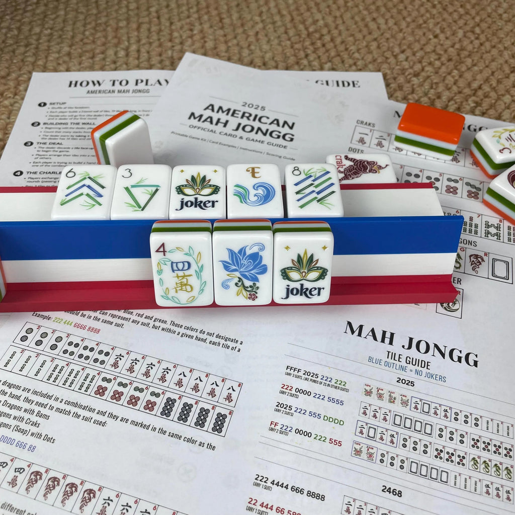 4-Piece American Mahjong Rack & Magnetic Pusher Set