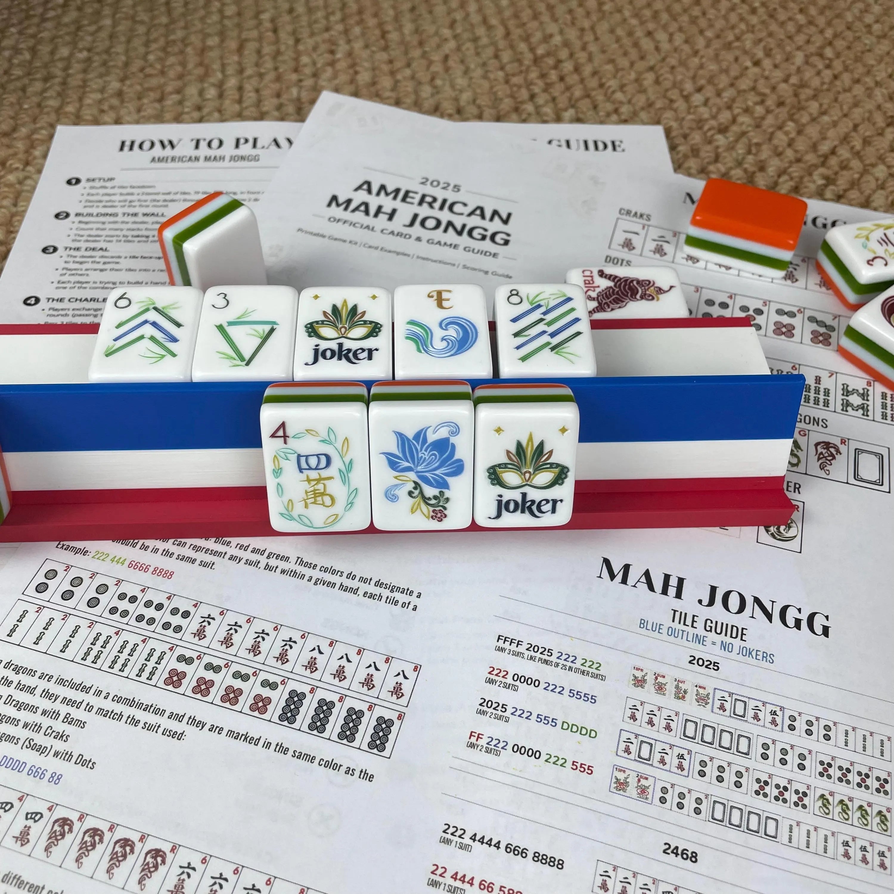 4-Piece American Mahjong Rack & Magnetic Pusher Set