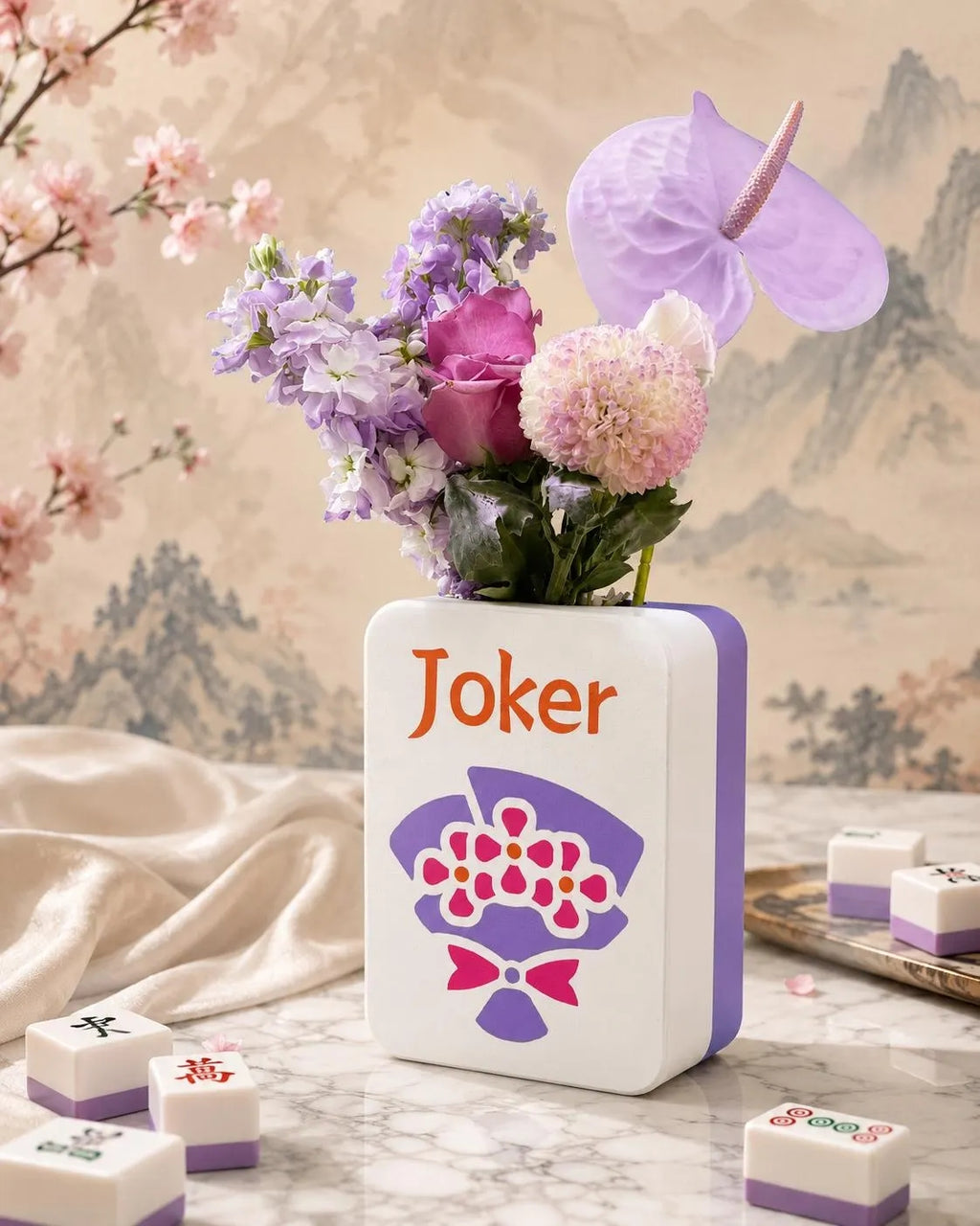 Mahjong Joker Tile Vase | American Mahjong Flower Centerpiece