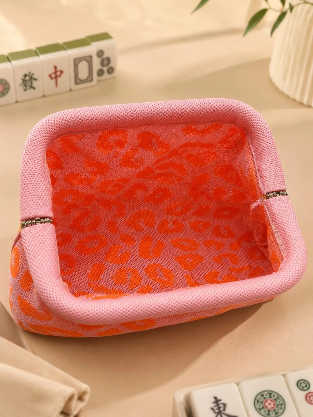 Leopard Print American Mahjong Tile Bag – Wide Open Mahjong Storage Bag, 5 Colors