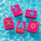 Ocean Planet Floating American Mahjong Set – Pink & Blue Summer Pool Mahjong Tiles