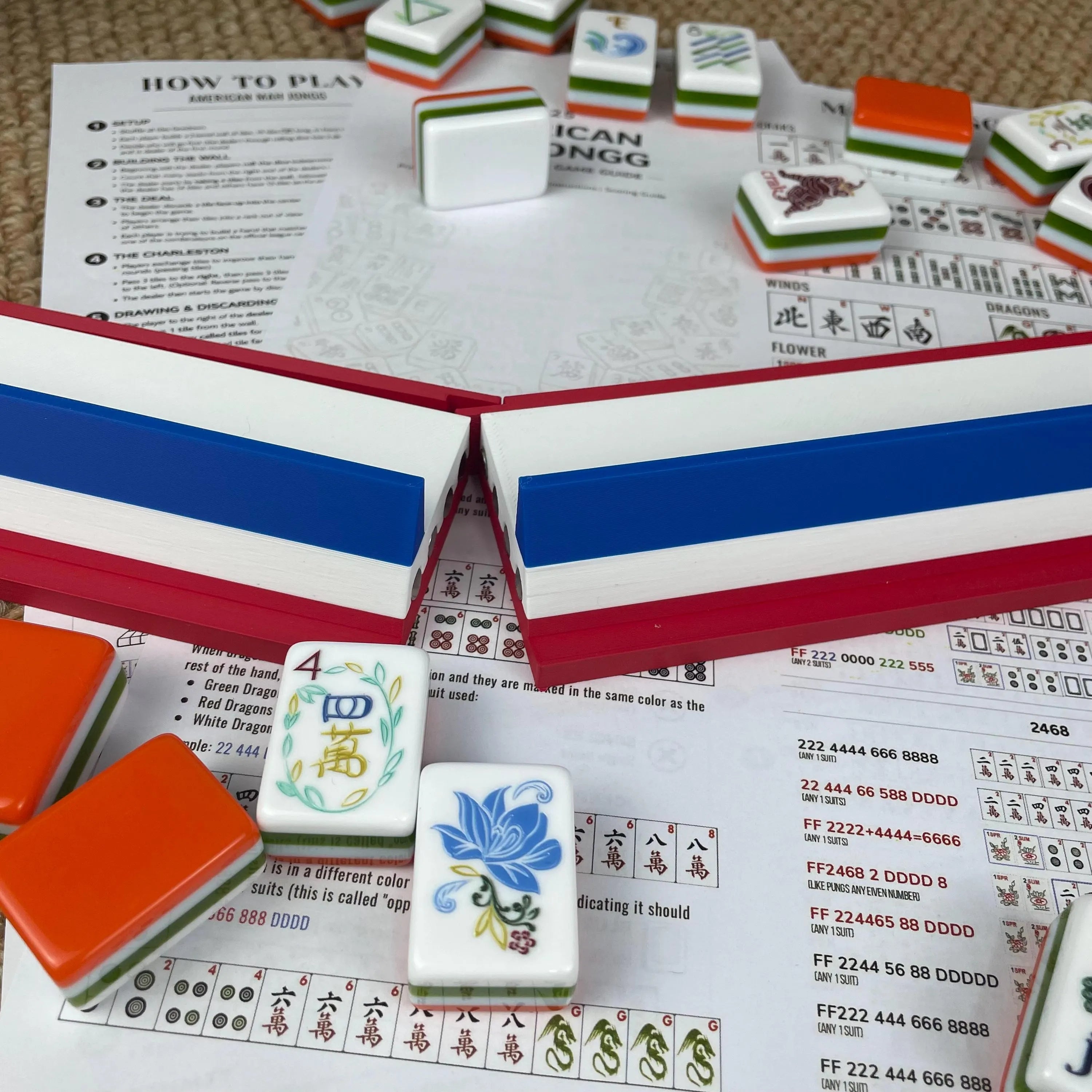 4-Piece American Mahjong Rack & Magnetic Pusher Set