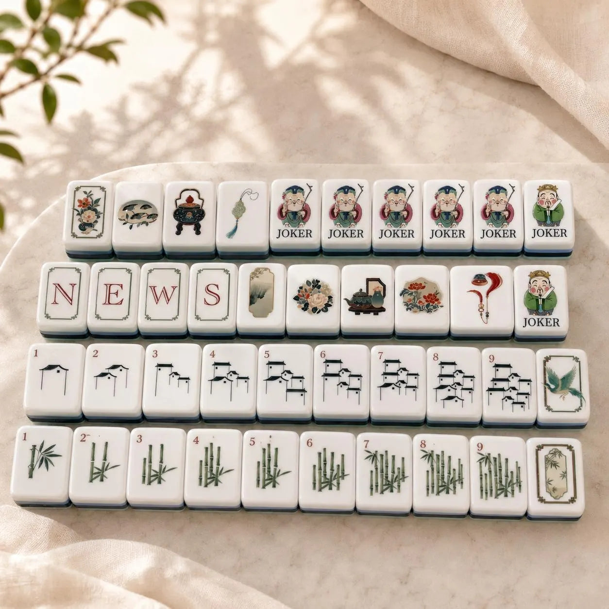 The Jade Legacy Collection – Engraved & Color-Filled Acrylic American Mahjong Tiles