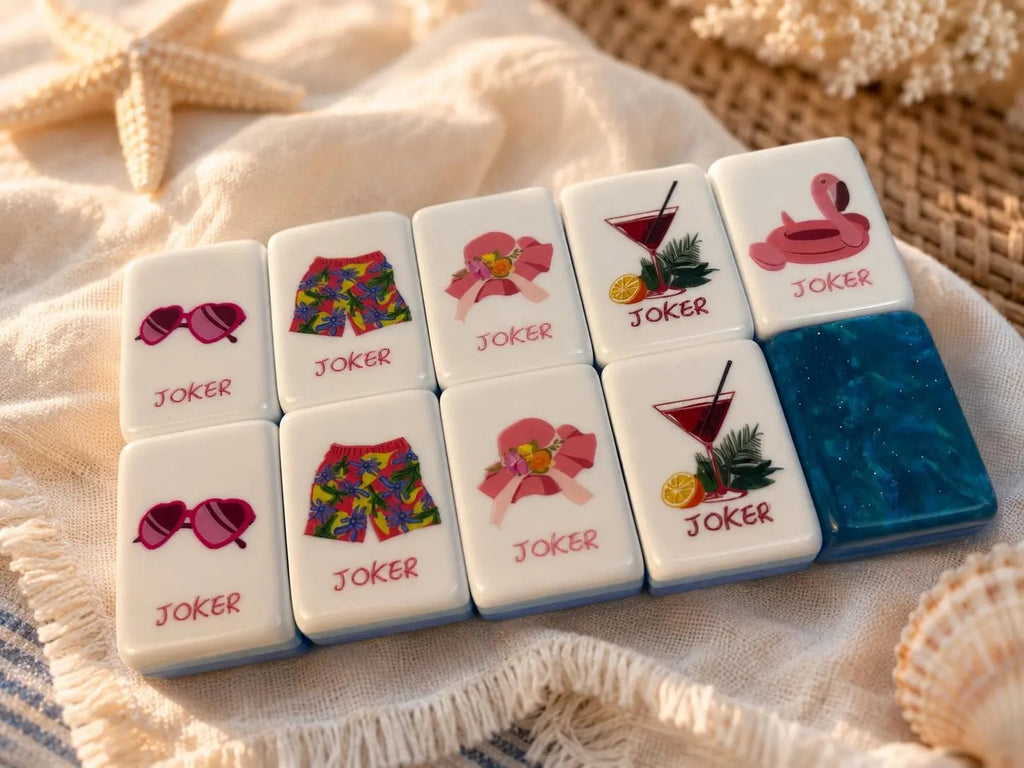 Ocean-Themed American Mahjong Set, Coastal Beach Mahjong Tiles for Game Night, Vacation & Mahjong Lovers