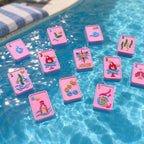 Beach Escape Floating American Mahjong Set – Pink & Blue Pool Mahjong Tiles