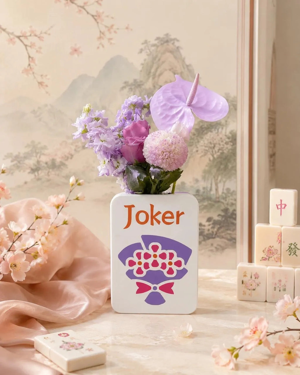 Mahjong Joker Tile Vase | American Mahjong Flower Centerpiece