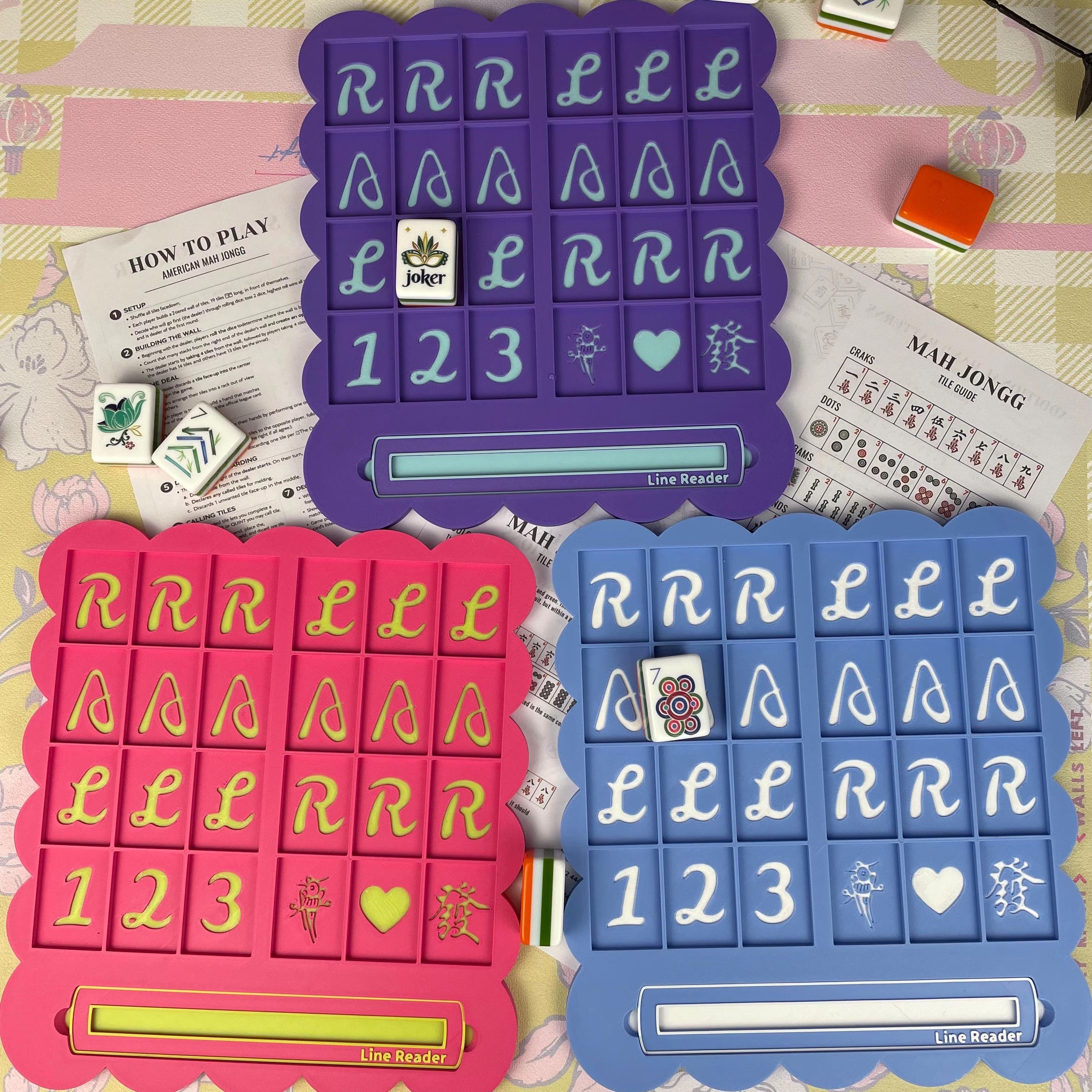 1pc Personalized American Mahjong Practice Board – Custom Name Line Reader & Solo Training Aid for Beginners