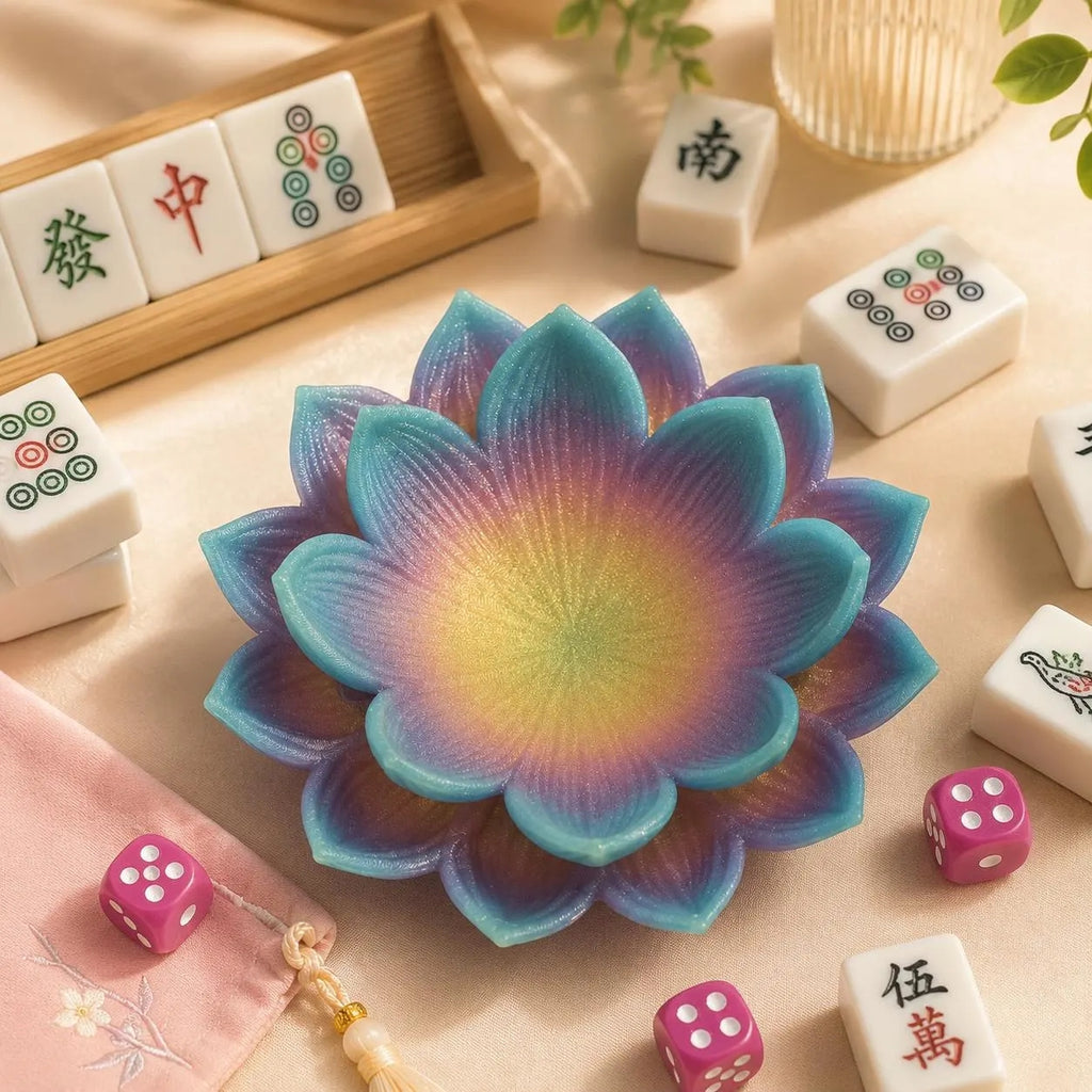 Lotus Mahjong Dice Tray | 3D-Printed Flower Dice Holder