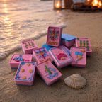 Beach Escape Floating American Mahjong Set – Pink & Blue Pool Mahjong Tiles