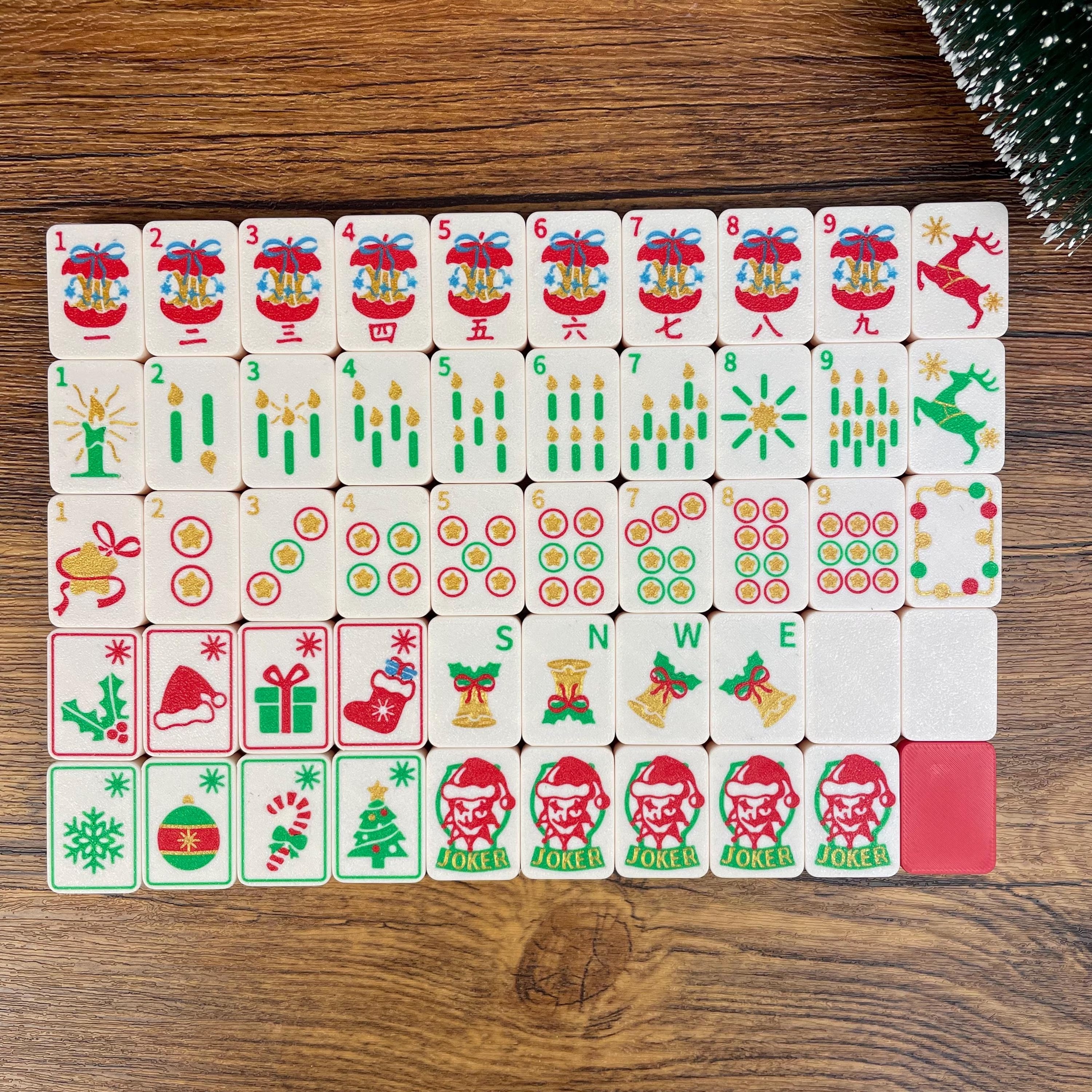Christmas American Mahjong Travel Set | Holiday Mahjong Tiles