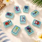 Aqua Blue Acrylic American Mahjong Set – 160 Floral Mahjong Tiles