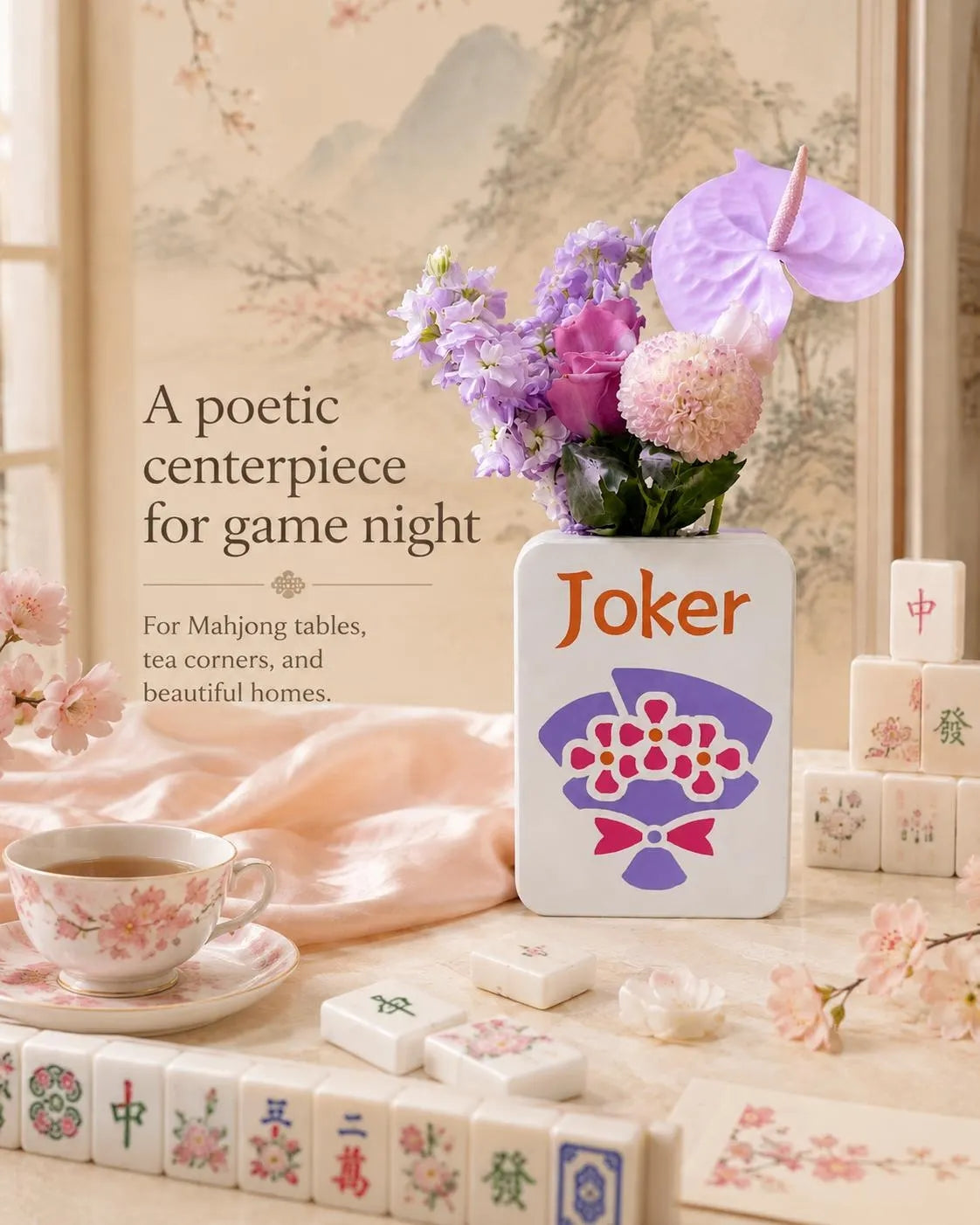 Mahjong Joker Tile Vase | American Mahjong Flower Centerpiece