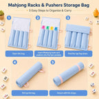 Mahjong Rack & Pusher Storage Bag | 4-Pocket Roll-Up Organizer