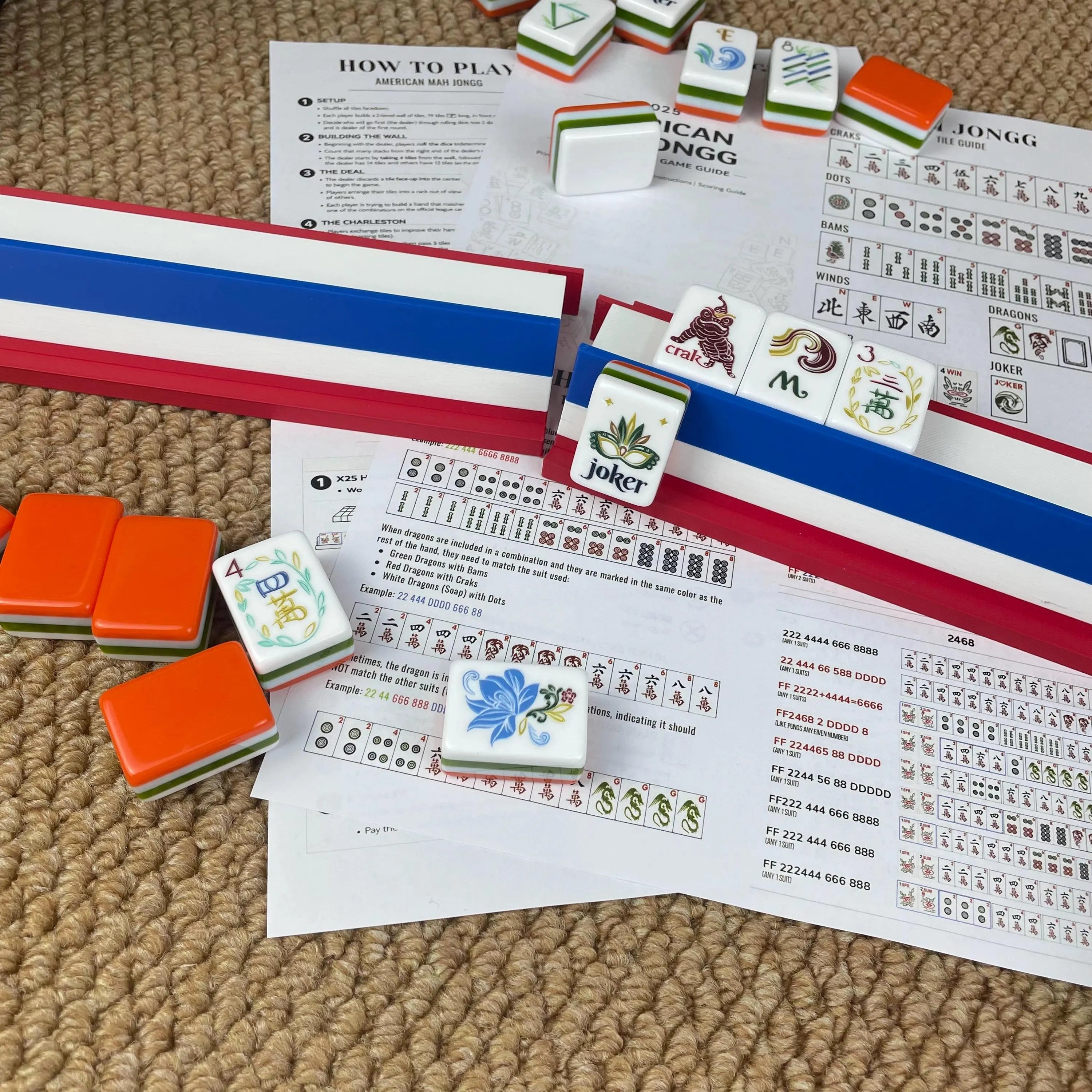 4-Piece American Mahjong Rack & Magnetic Pusher Set