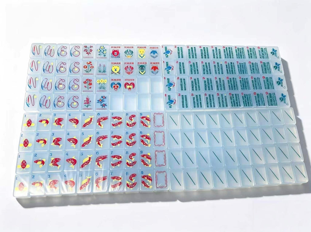 Wildlife American Mahjong Set – Translucent Blue Acrylic Nature Tiles